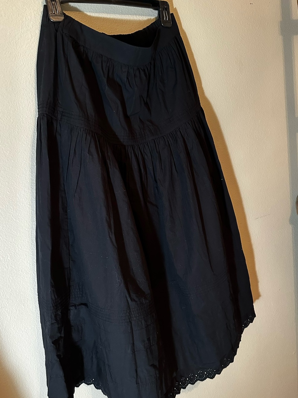 Quince Black Tiered A-Line Skirt with Scalloped Hem - Picture 2 of 7